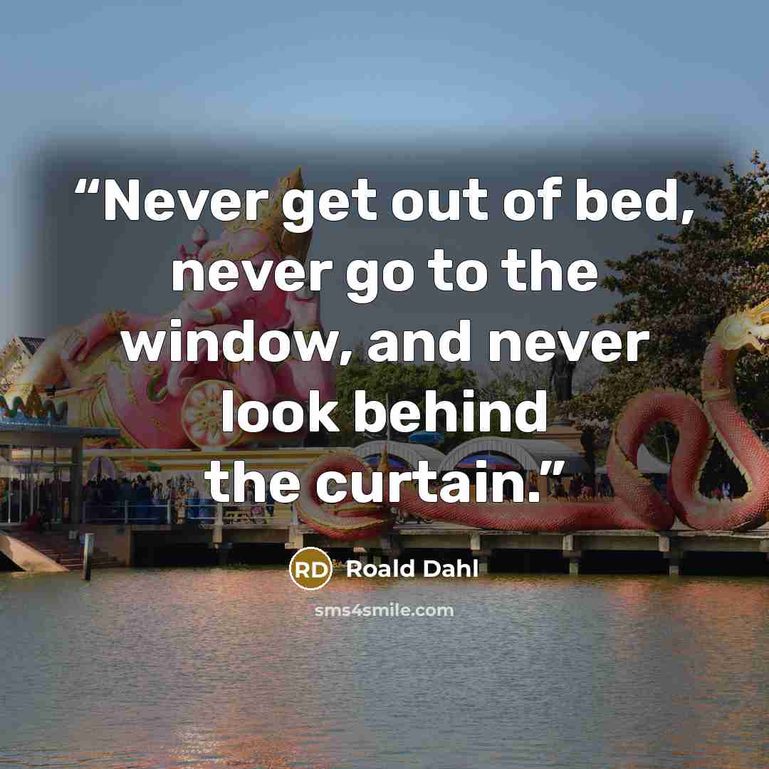 “Never get out of bed, never go to the window, and never look behind the curtain.” quote by Roald Dahl