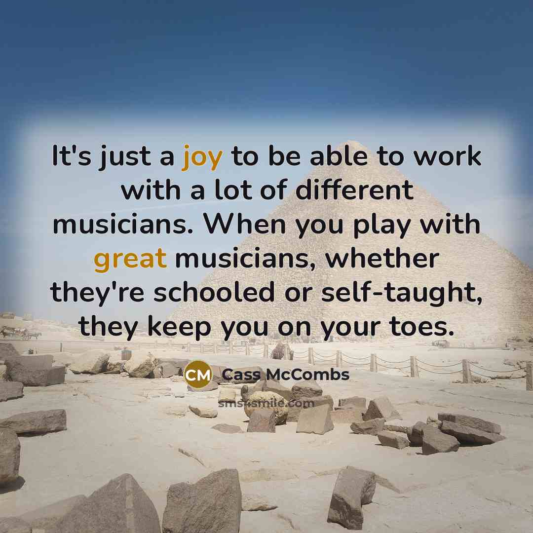 “It's just a joy to be able to work with a lot of different musicians. When you play with great musicians, whether they're schooled or self-taught, they keep you on your toes.” quote by Cass McCombs