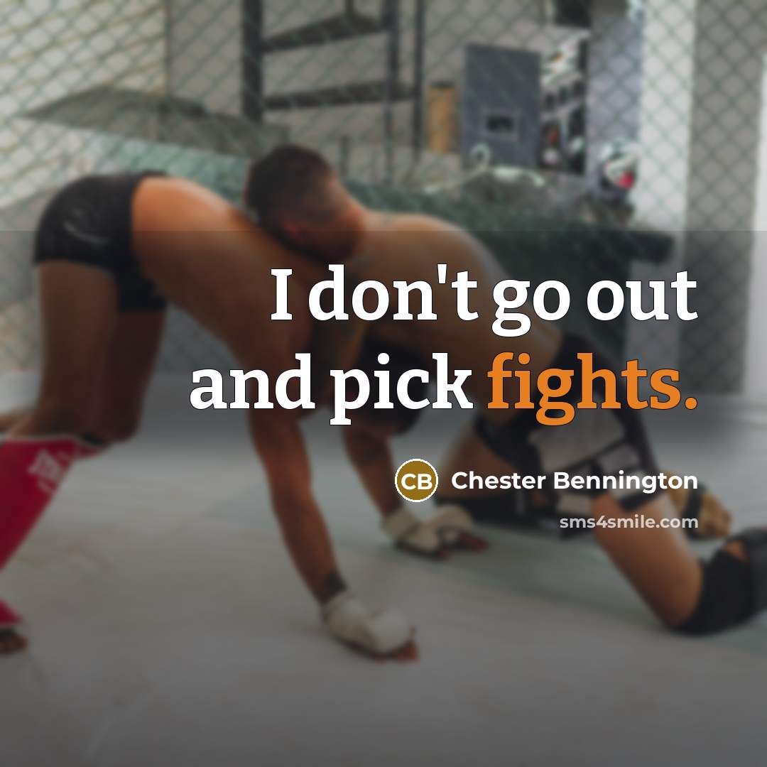 “I don't go out and pick fights.” quote by Chester Bennington