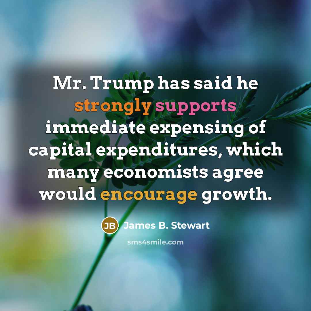 “Mr. Trump has said he strongly supports immediate expensing of capital expenditures, which many economists agree would encourage growth.” quote by James B. Stewart