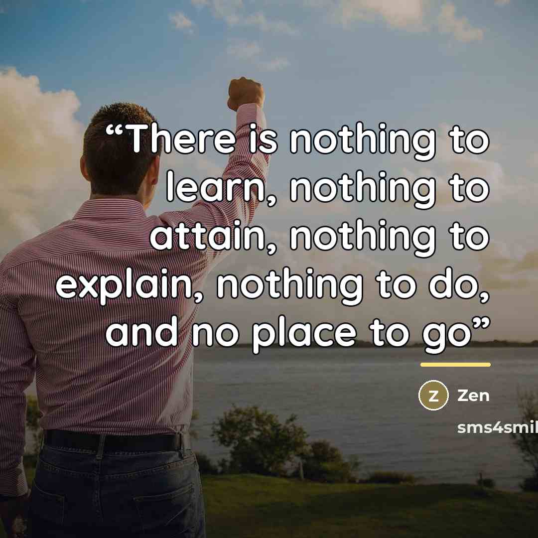 “There is nothing to learn, nothing to attain, nothing to explain, nothing to do, and no place to go” quote by Zen