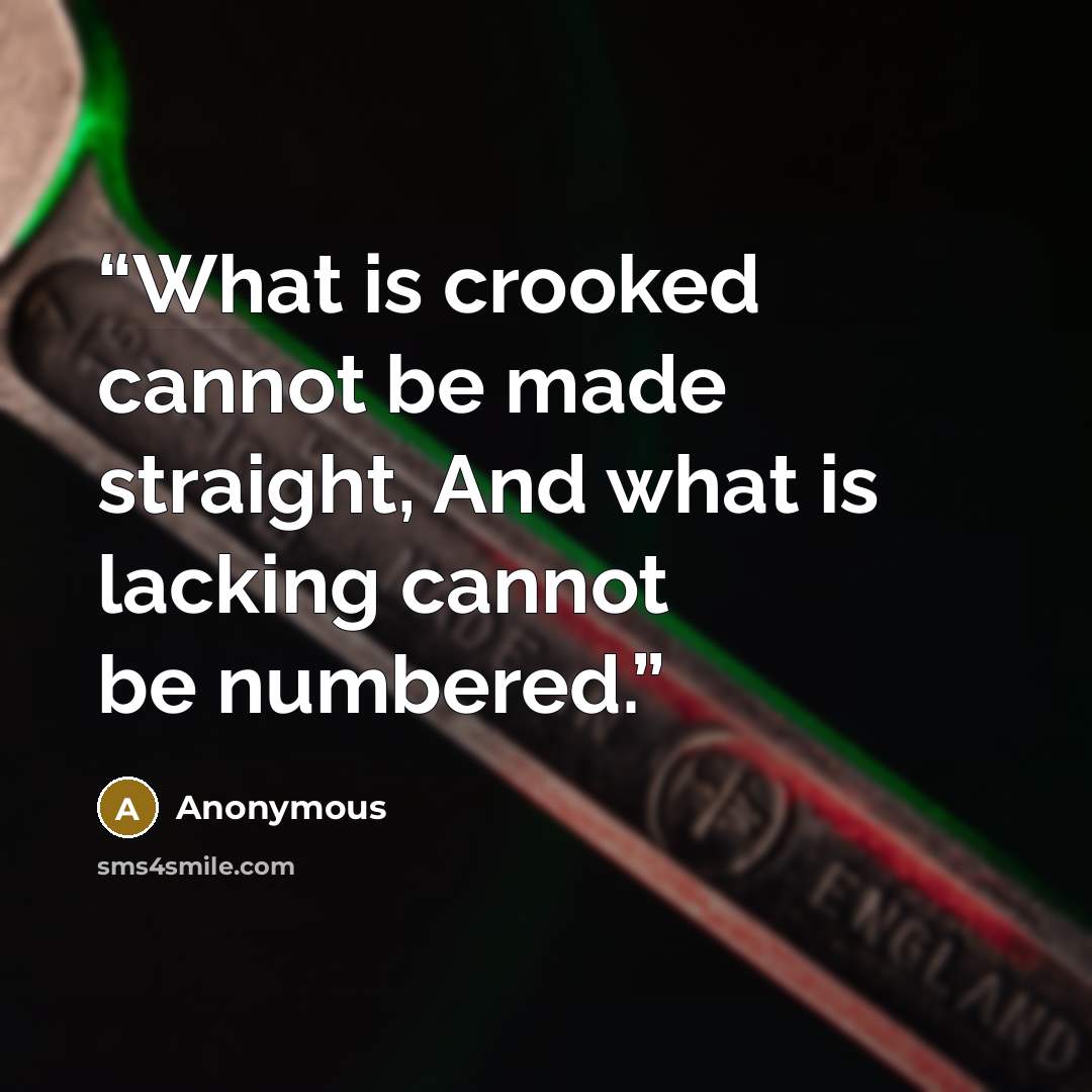 “What is crooked cannot be made straight, And what is lacking cannot be numbered.” quote by Anonymous