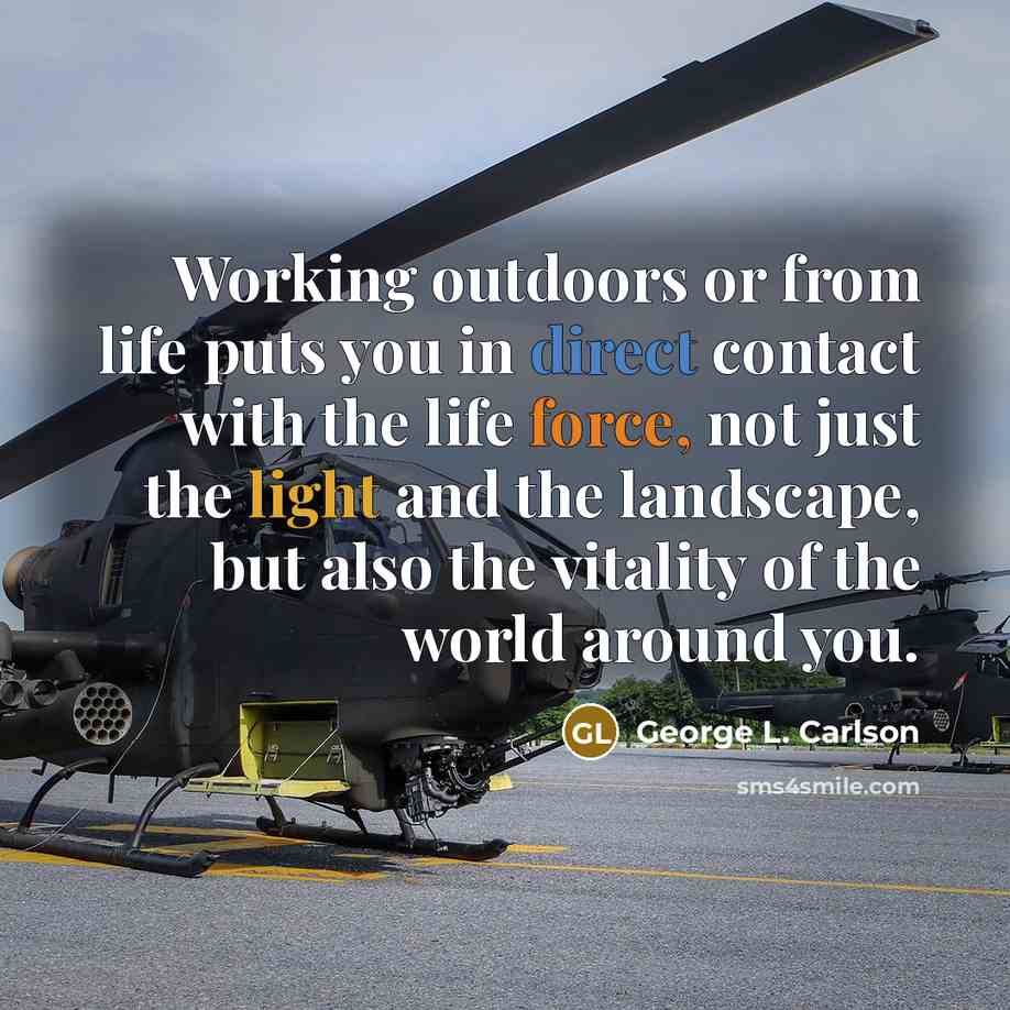 “Working outdoors or from life puts you in direct contact with the life force, not just the light and the landscape, but also the vitality of the world around you.” quote by George L. Carlson
