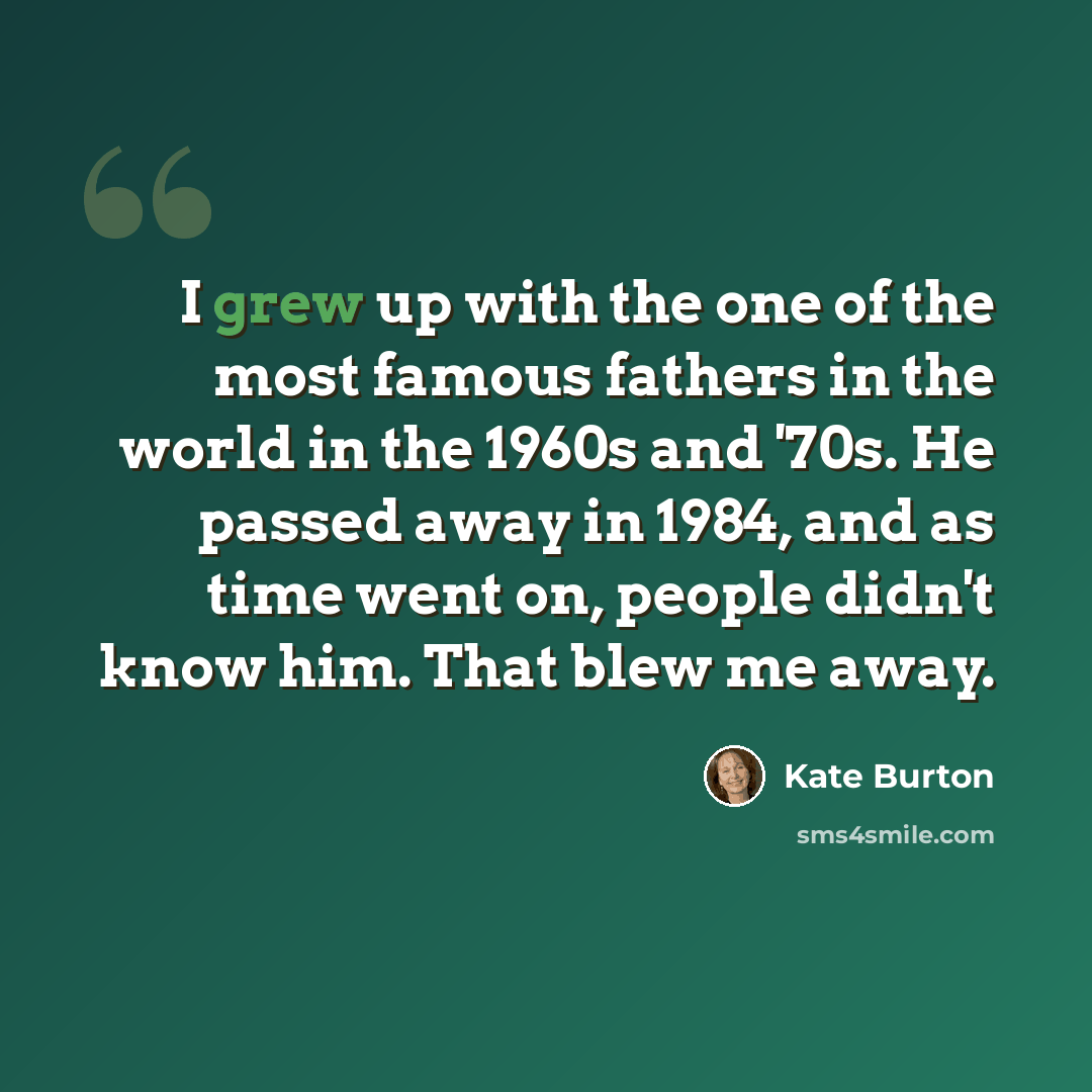 “I grew up with the one of the most famous fathers in the world in the 1960s and '70s. He passed away in 1984, and as time went on, people didn't know him. That blew me away.” quote by Kate Burton