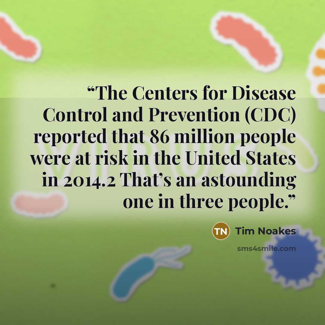 “The Centers for Disease Control and Prevention (CDC) reported that 86 million people were at risk in the United States in 2014.2 That’s an astounding one in three people.” quote by Tim Noakes