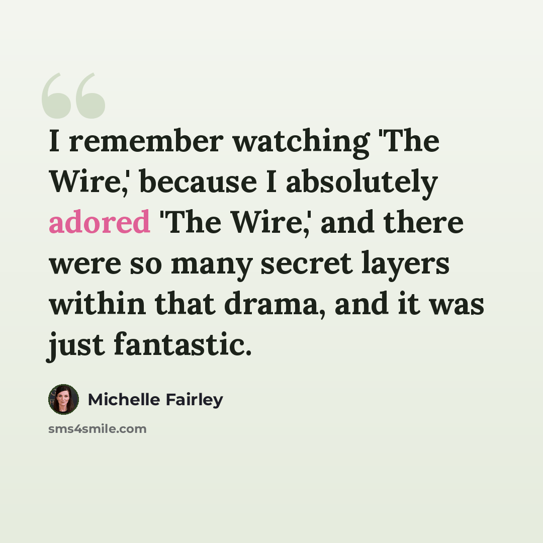 “I remember watching 'The Wire,' because I absolutely adored 'The Wire,' and there were so many secret layers within that drama, and it was just fantastic.” quote by Michelle Fairley