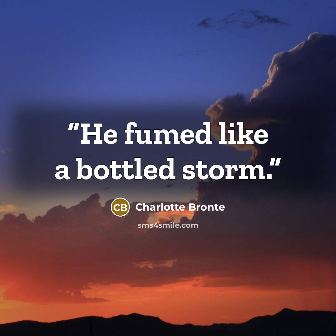 “He fumed like a bottled storm.” quote by Charlotte Brontë