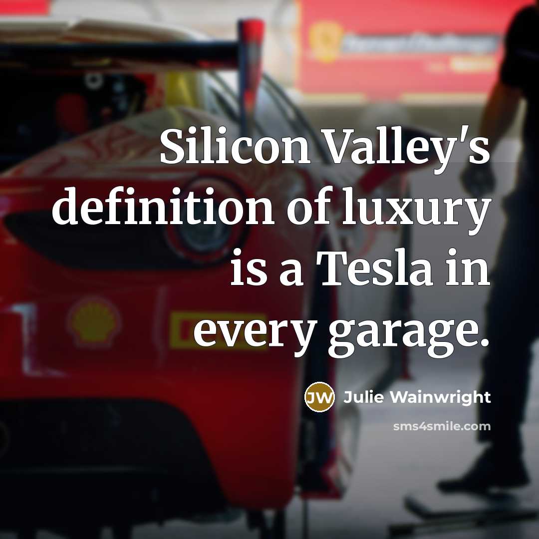 “Silicon Valley's definition of luxury is a Tesla in every garage.” quote by Julie Wainwright