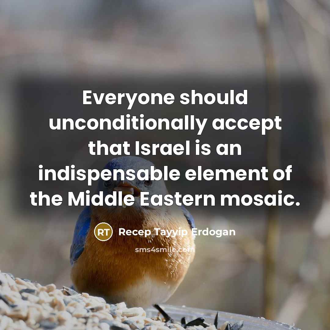 “Everyone should unconditionally accept that Israel is an indispensable element of the Middle Eastern mosaic.” quote by Recep Tayyip Erdogan
