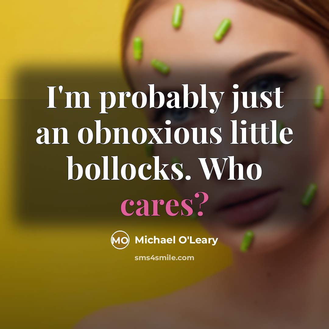 “I'm probably just an obnoxious little bollocks. Who cares?” quote by Michael O'Leary