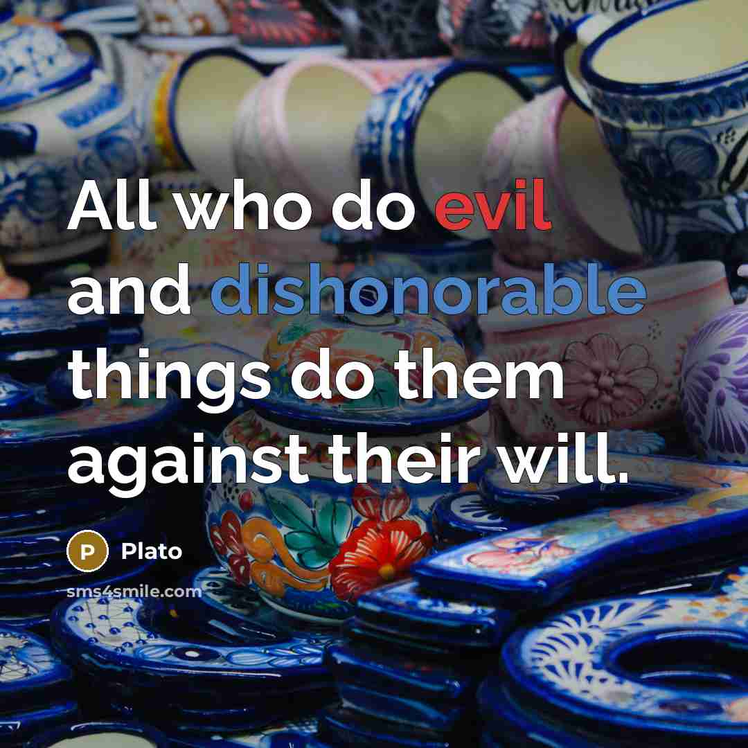“All who do evil and dishonorable things do them against their will.” quote by Plato