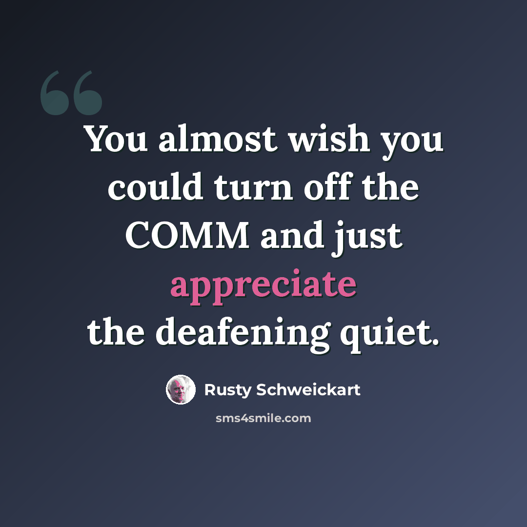 “You almost wish you could turn off the COMM and just appreciate the deafening quiet.” quote by Rusty Schweickart