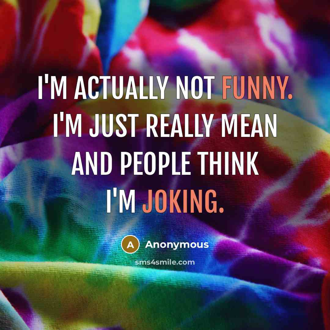 “I'm actually not funny. I'm just really mean and people think I'm joking.” quote by Anonymous