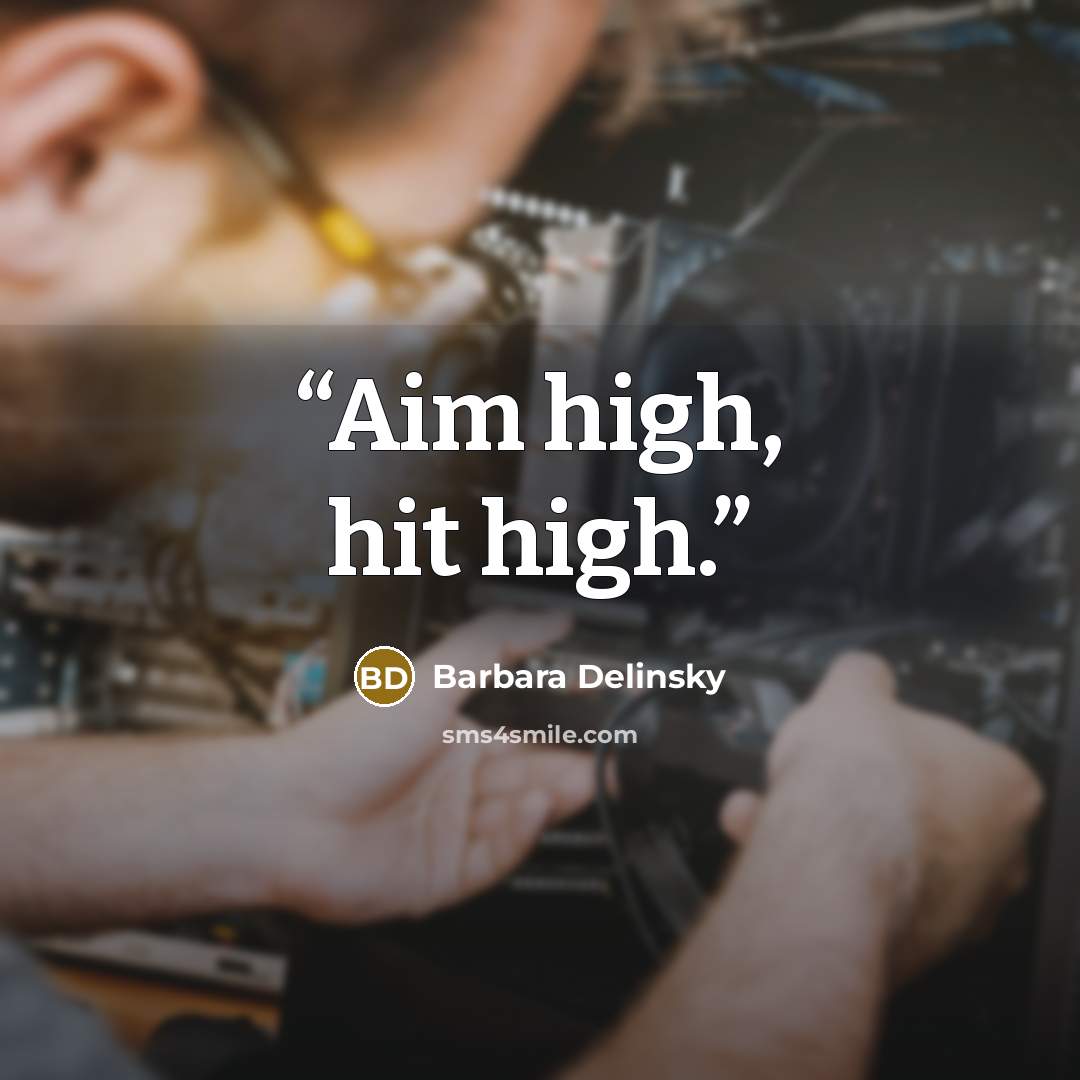 “Aim high, hit high.” quote by Barbara Delinsky