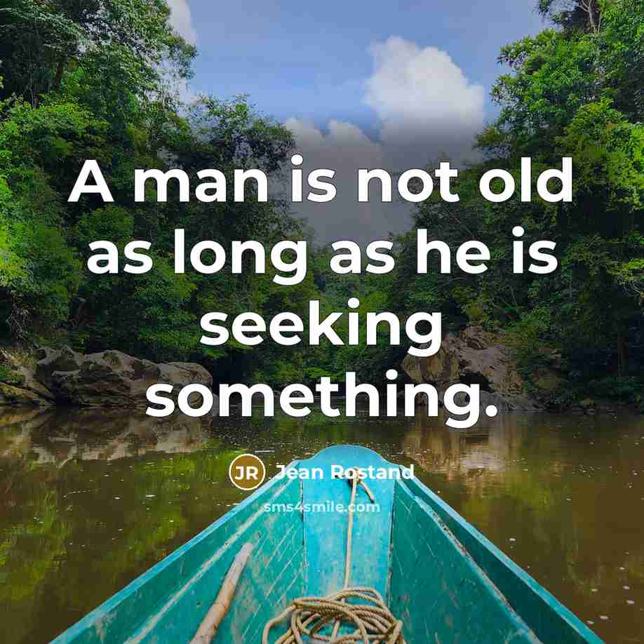 “A man is not old as long as he is seeking something.” quote by Jean Rostand