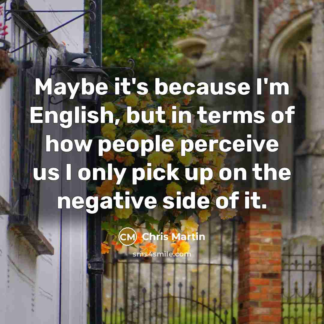 “Maybe it's because I'm English, but in terms of how people perceive us I only pick up on the negative side of it.” quote by Chris Martin