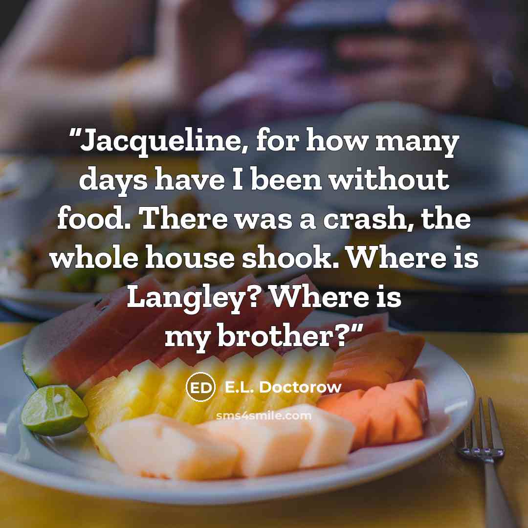 “Jacqueline, for how many days have I been without food. There was a crash, the whole house shook. Where is Langley? Where is my brother?” quote by E.L. Doctorow