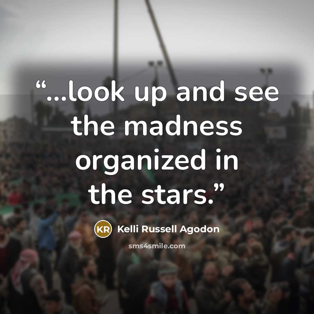 “...look up and see the madness organized in the stars.” quote by Kelli Russell Agodon