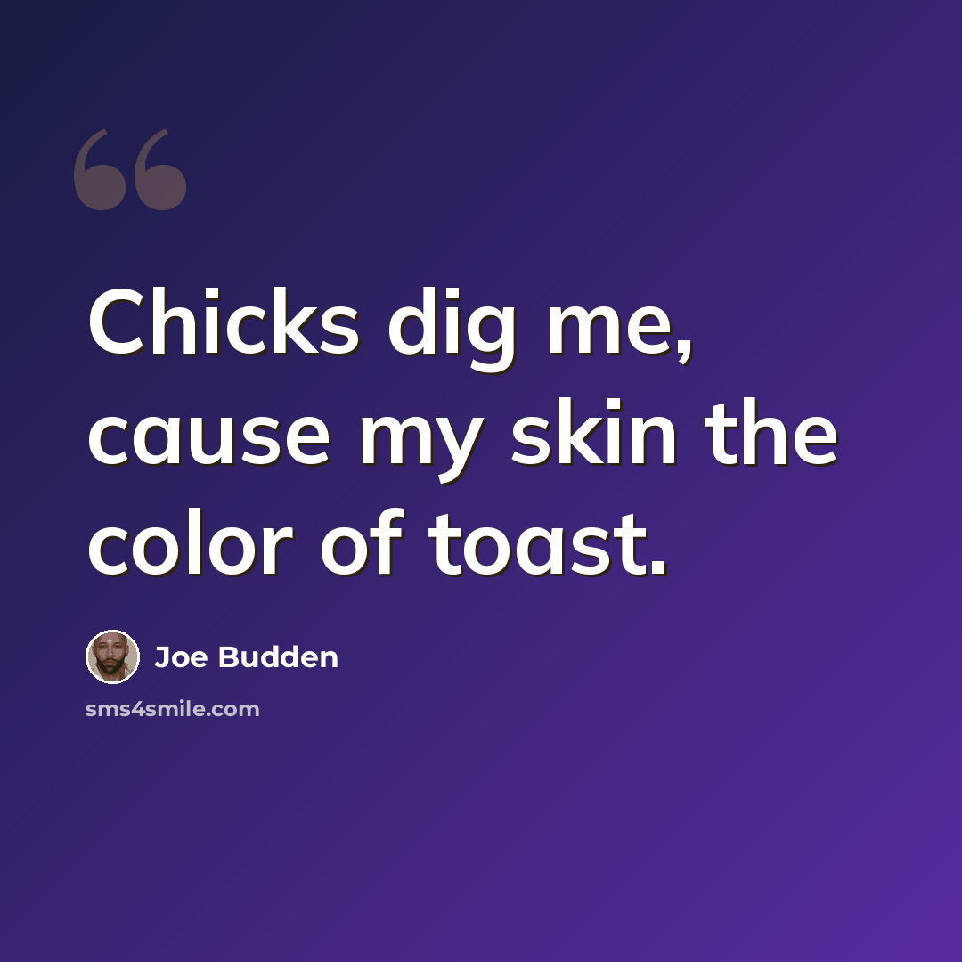“Chicks dig me, cause my skin the color of toast.” quote by Joe Budden