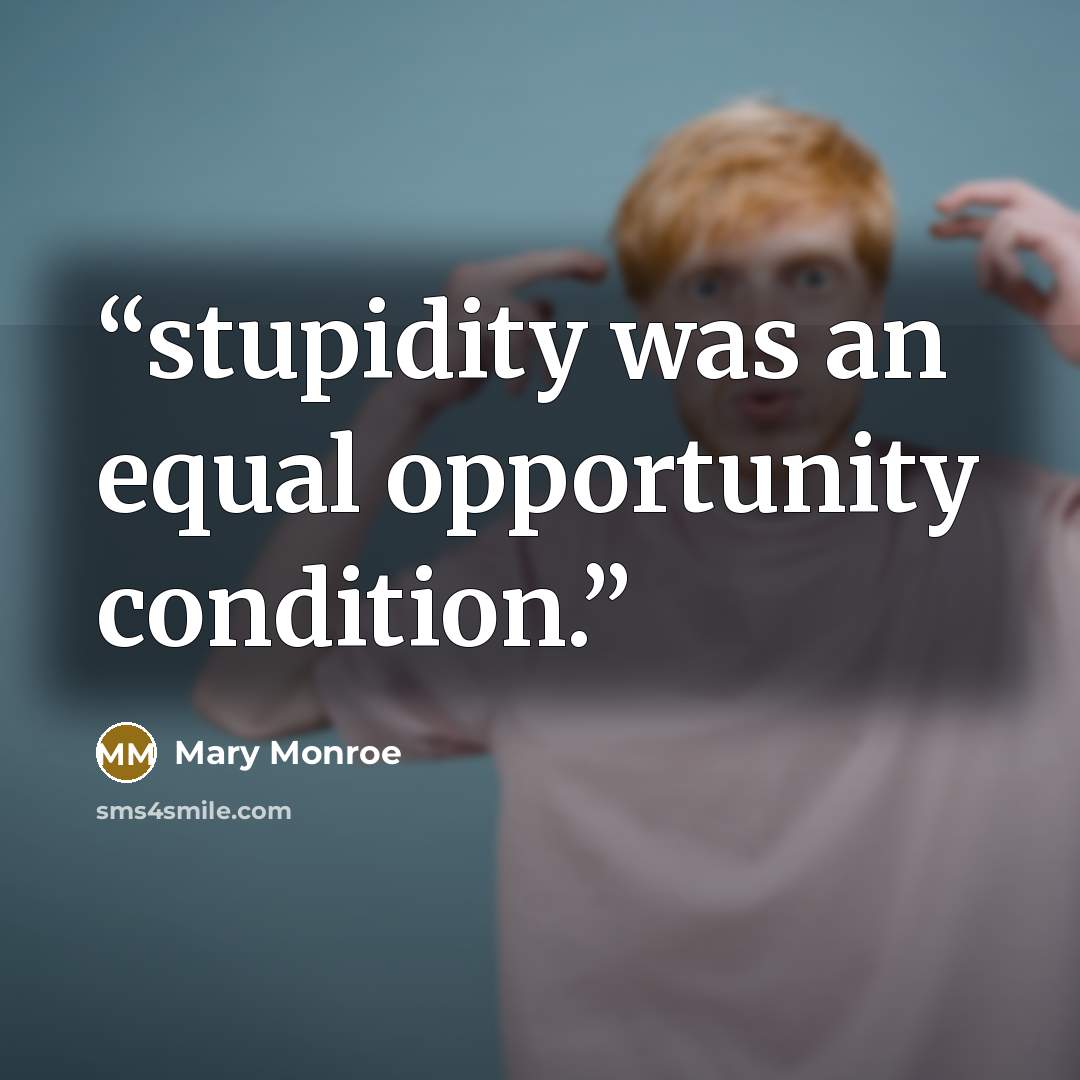 “stupidity was an equal opportunity condition.” quote by Mary Monroe