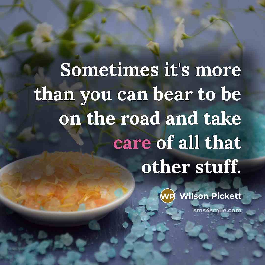 “Sometimes it's more than you can bear to be on the road and take care of all that other stuff.” quote by Wilson Pickett