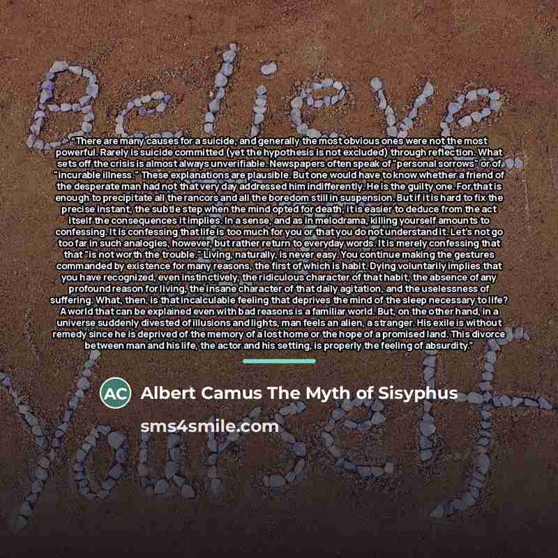 “There are many causes for a suicide, and generally the most obvious ones were not the most powerful. Rarely is suicide committed (yet the hypothesis is not excluded) through reflection. What sets off the crisis is almost always unverifiable. Newspapers often speak of "personal sorrows" or of…” quote by Anonymous