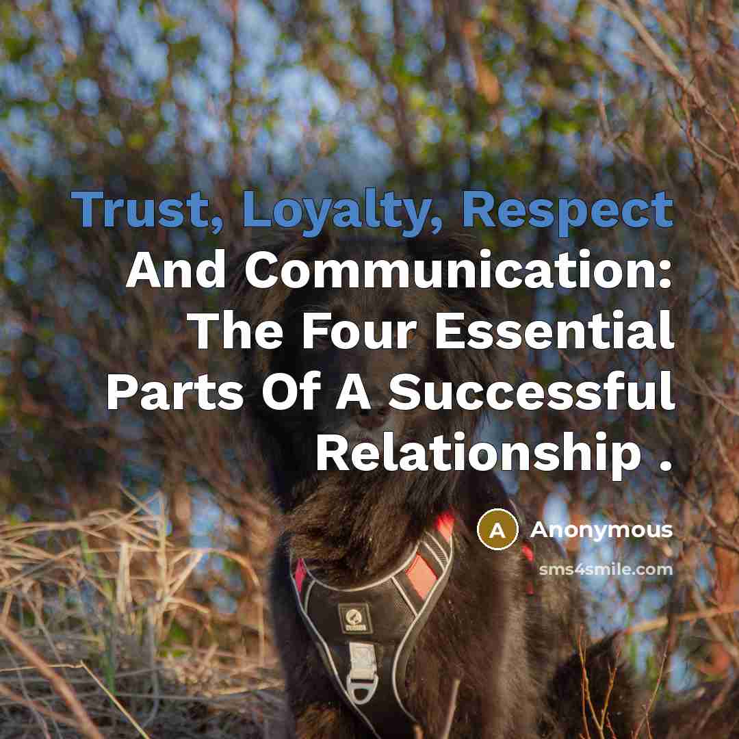 “Trust, Loyalty, Respect And Communication: The Four Essential Parts Of A Successful Relationship .” quote by Anonymous