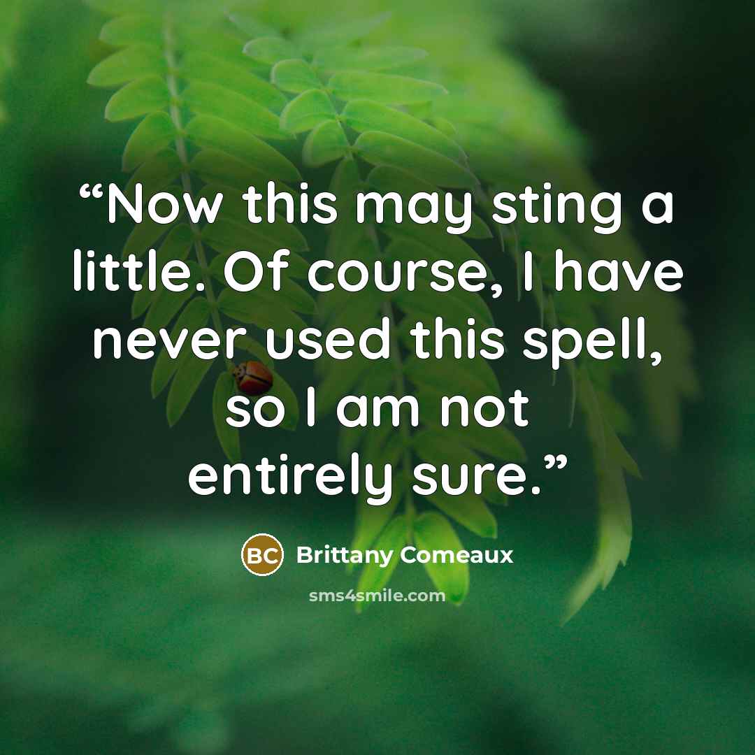 “Now this may sting a little. Of course, I have never used this spell, so I am not entirely sure.” quote by Brittany Comeaux