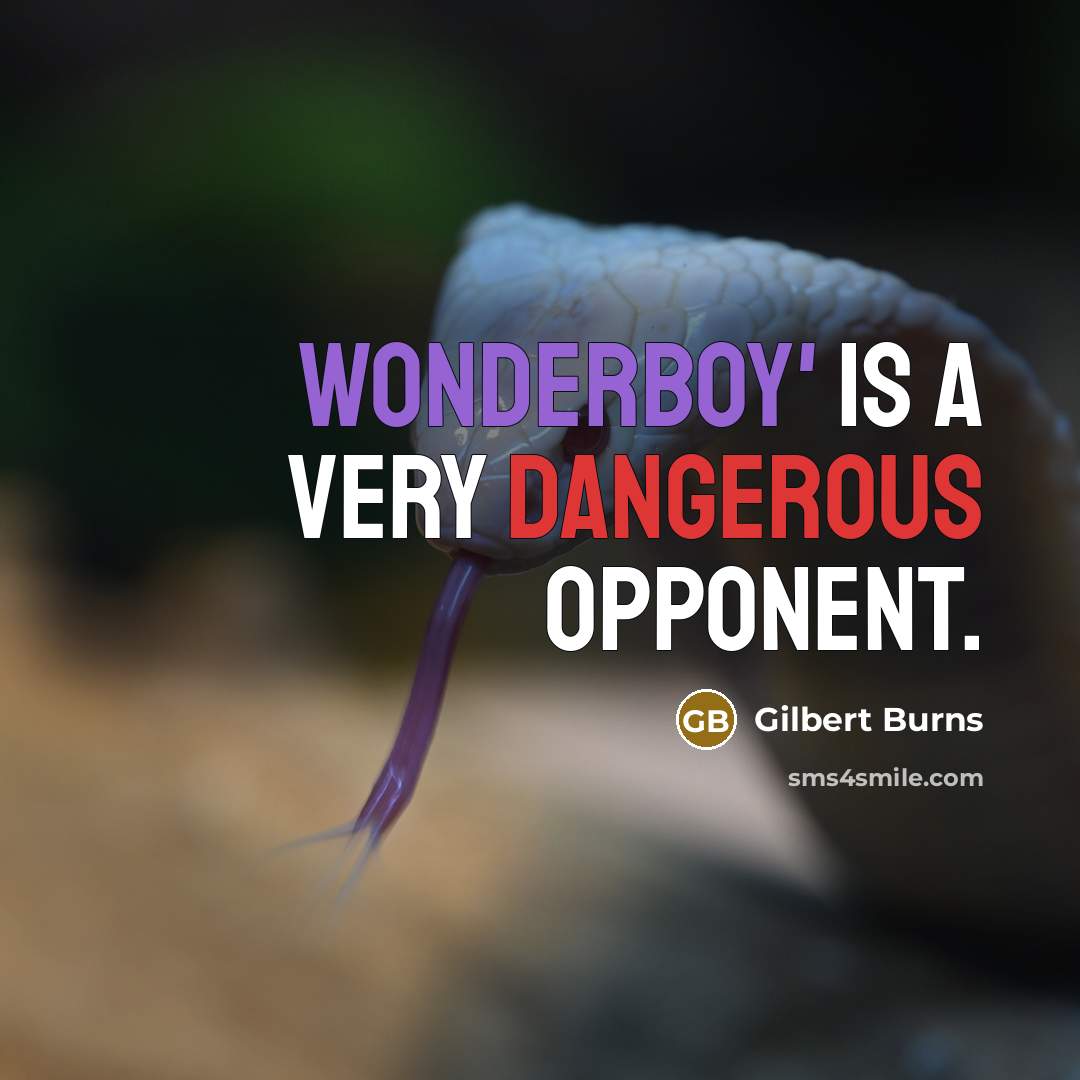 “Wonderboy' is a very dangerous opponent.” quote by Gilbert Burns