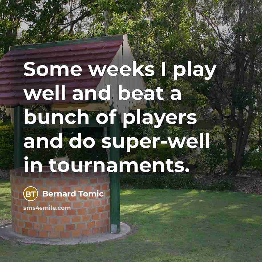 “Some weeks I play well and beat a bunch of players and do super-well in tournaments.” quote by Bernard Tomic