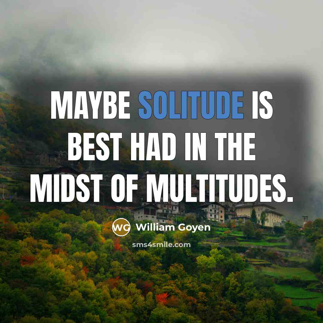 “Maybe solitude is best had in the midst of multitudes.” quote by William Goyen