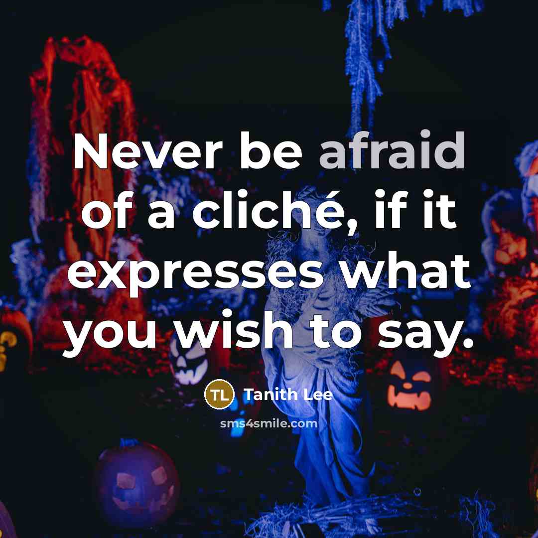 “Never be afraid of a cliché, if it expresses what you wish to say.” quote by Tanith Lee