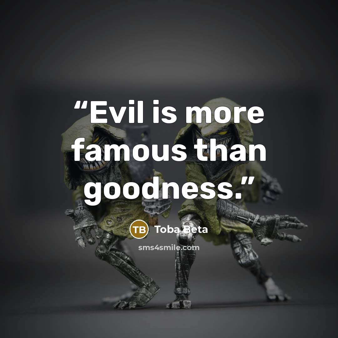 “Evil is more famous than goodness.” quote by Toba Beta