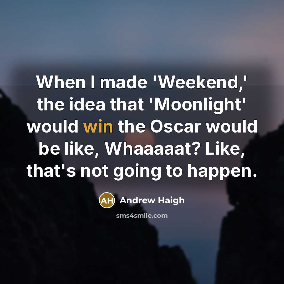 “When I made 'Weekend,' the idea that 'Moonlight' would win the Oscar would be like, Whaaaaat? Like, that's not going to happen.” quote by Andrew Haigh
