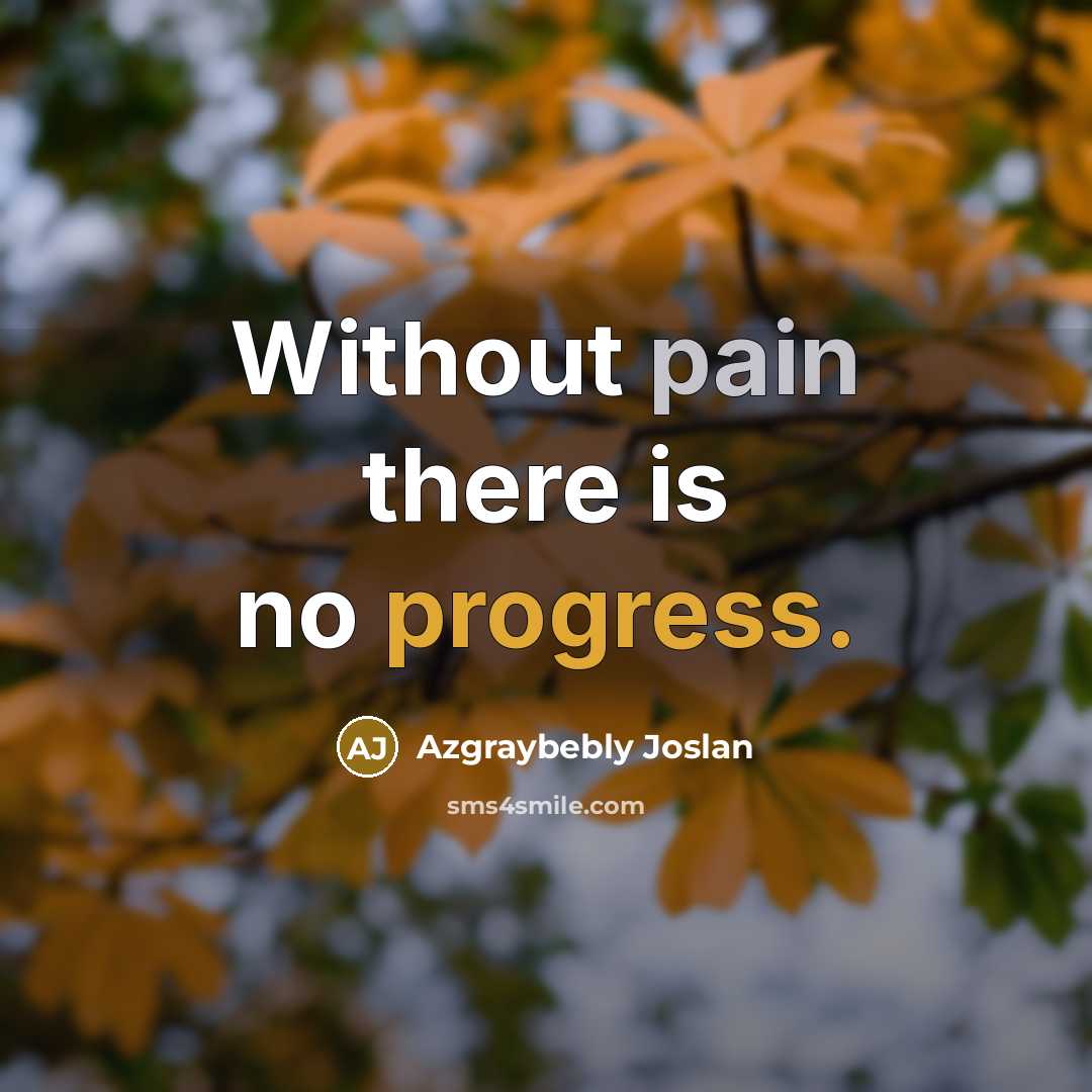 “Without pain there is no progress.” quote by Azgraybebly Joslan