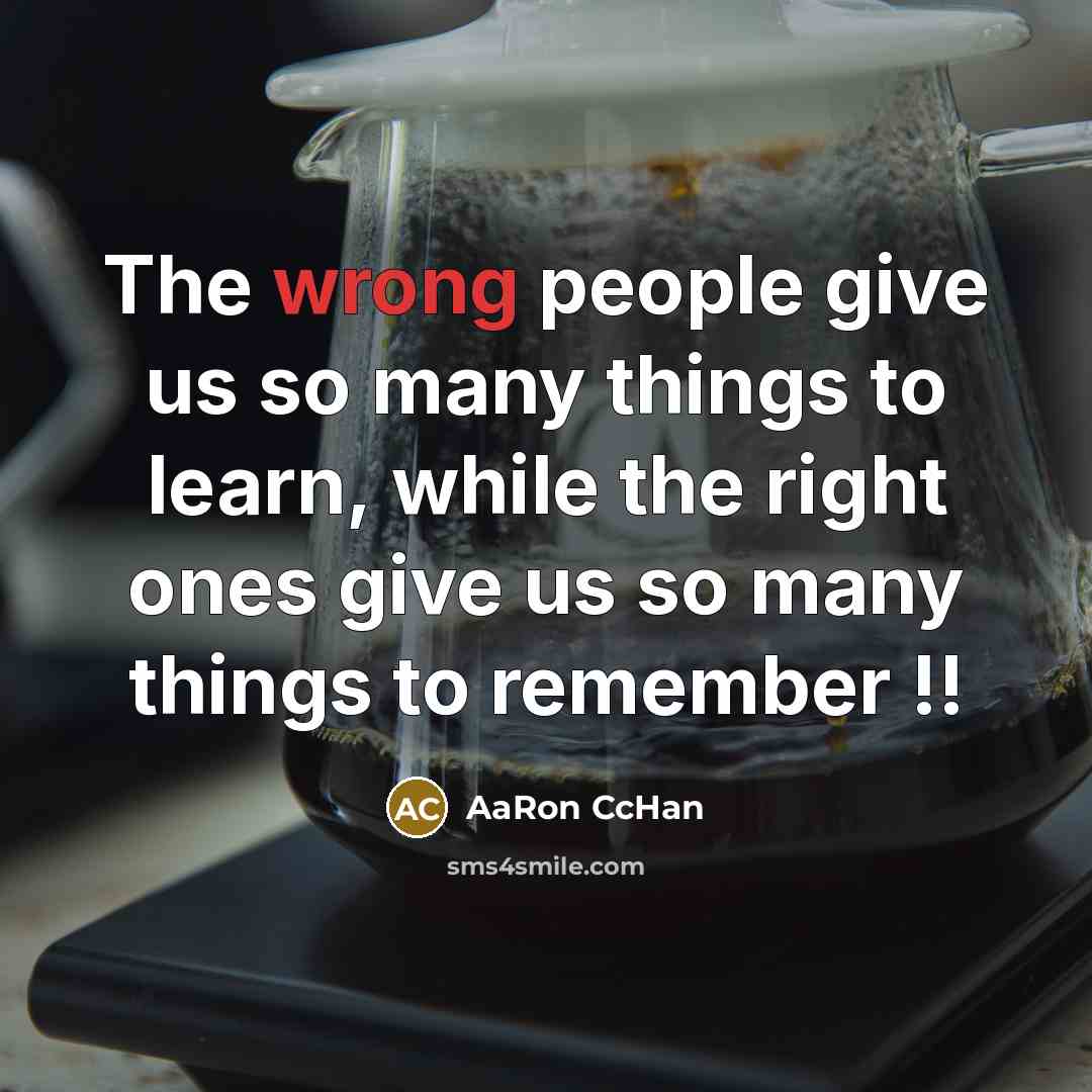 “The wrong people give us so many things to learn, while the right ones give us so many things to remember !!” quote by AaRon CcHan