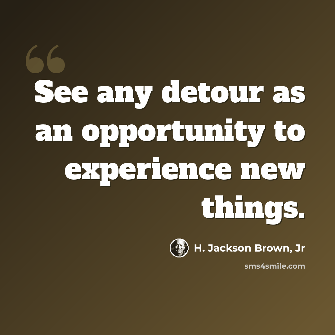 “See any detour as an opportunity to experience new things.” quote by H. Jackson Brown, Jr