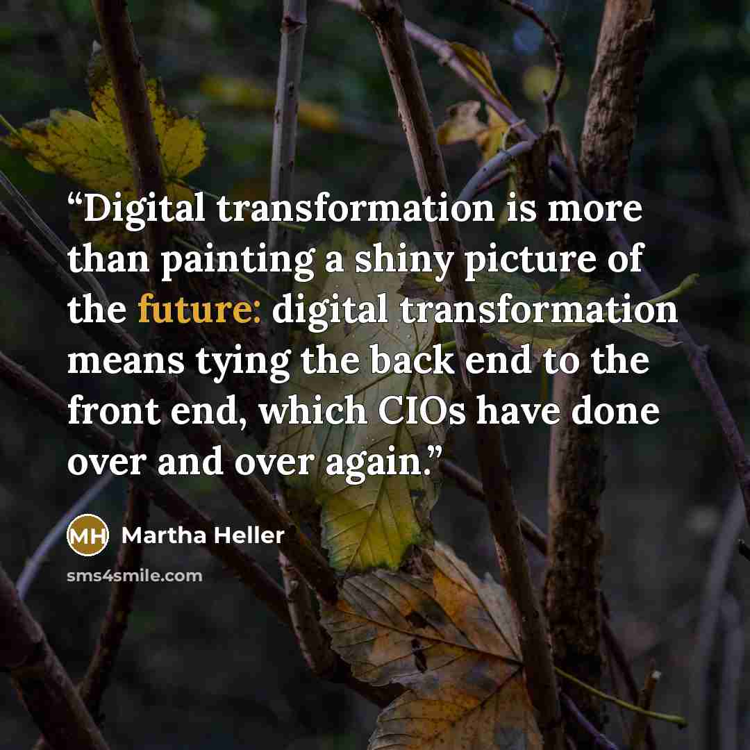 “Digital transformation is more than painting a shiny picture of the future: digital transformation means tying the back end to the front end, which CIOs have done over and over again.” quote by Martha Heller