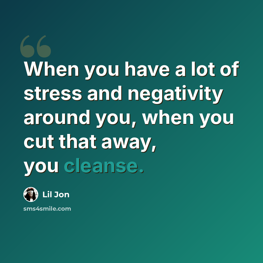 “When you have a lot of stress and negativity around you, when you cut that away, you cleanse.” quote by Lil Jon