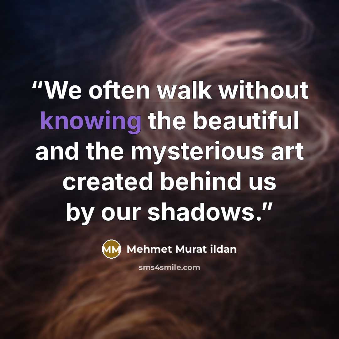 “We often walk without knowing the beautiful and the mysterious art created behind us by our shadows.” quote by Mehmet Murat ildan
