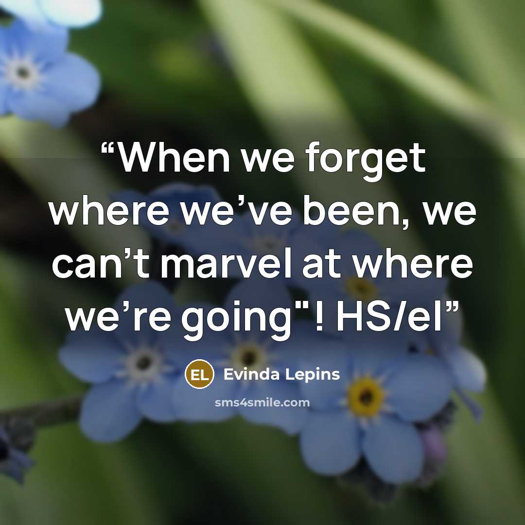 “When we forget where we’ve been, we can’t marvel at where we’re going"! HS/el” quote by Evinda Lepins
