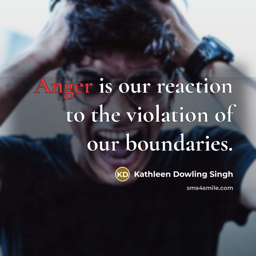 “Anger is our reaction to the violation of our boundaries.” quote by Kathleen Dowling Singh