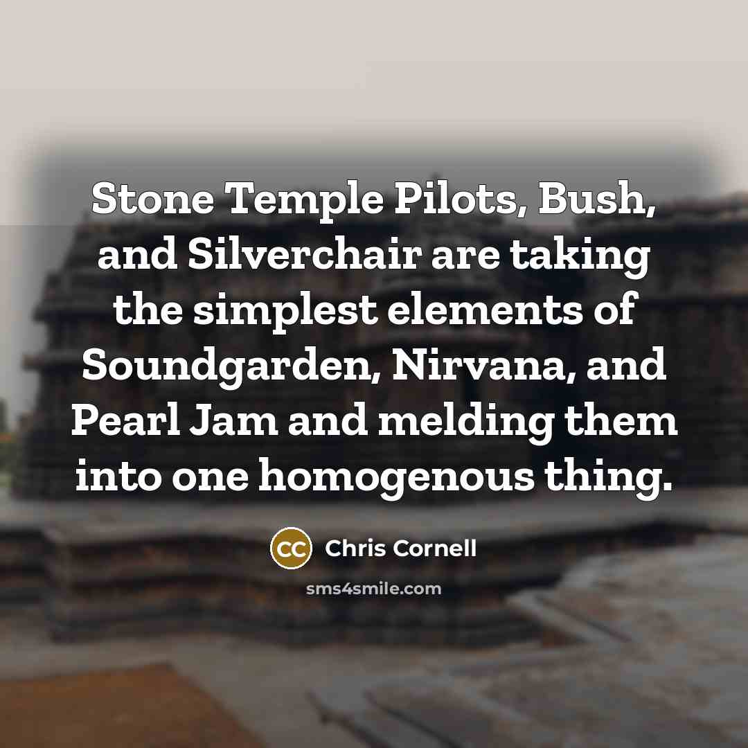 “Stone Temple Pilots, Bush, and Silverchair are taking the simplest elements of Soundgarden, Nirvana, and Pearl Jam and melding them into one homogenous thing.” quote by Chris Cornell