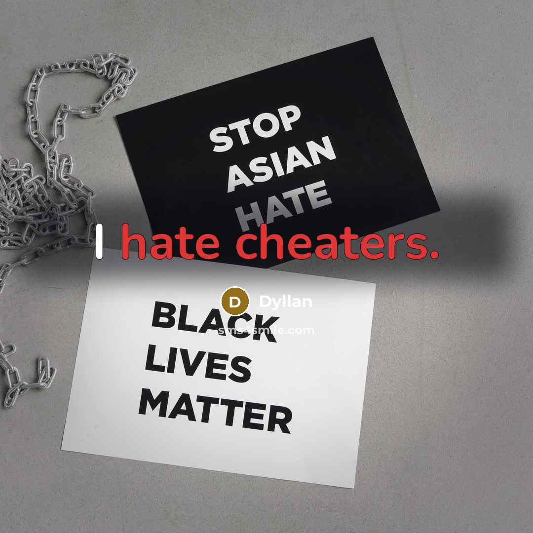 “I hate cheaters.” quote by Dyllan