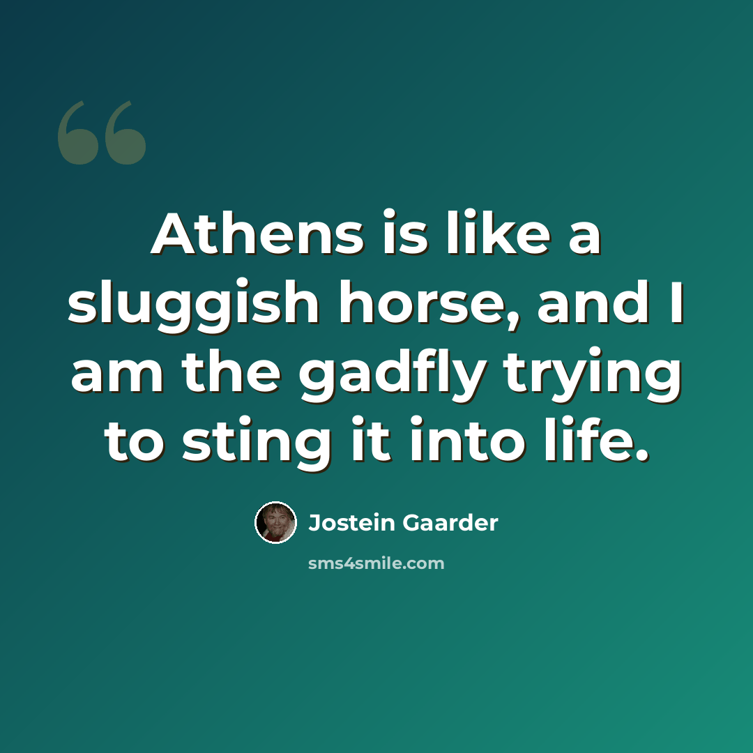 “Athens is like a sluggish horse, and I am the gadfly trying to sting it into life.” quote by Jostein Gaarder