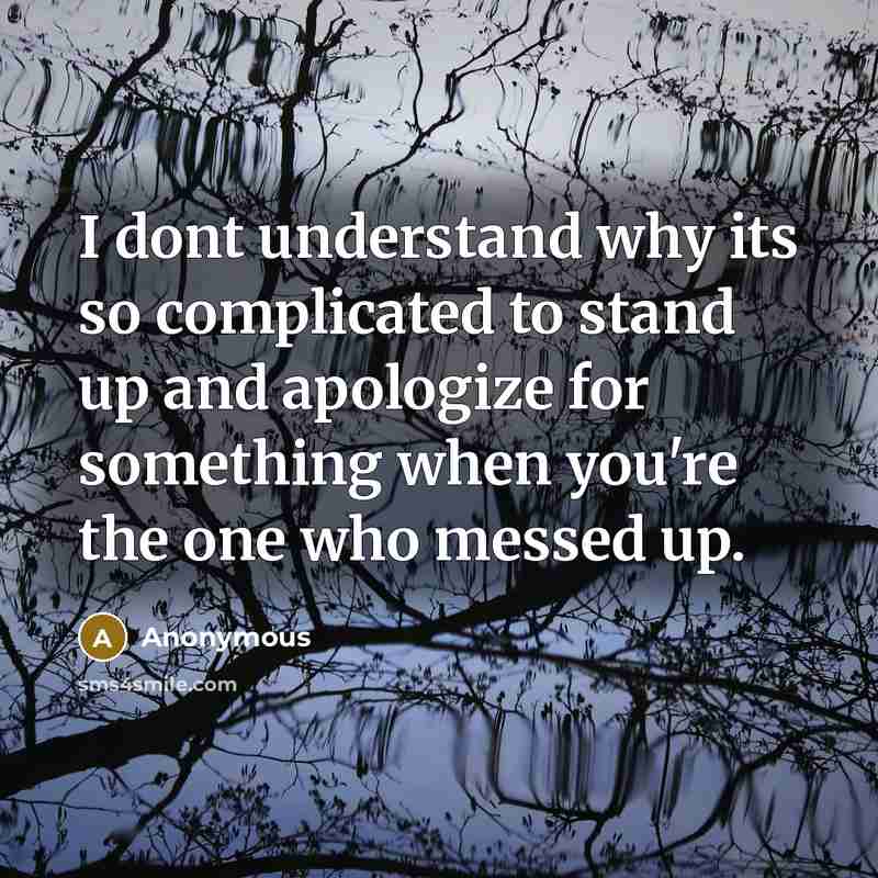 “I dont understand why its so complicated to stand up and apologize for something when you're the one who messed up.” quote by Anonymous