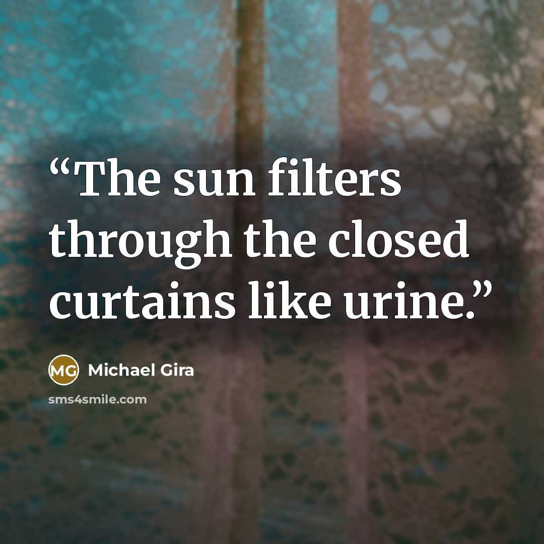 “The sun filters through the closed curtains like urine.” quote by Michael Gira