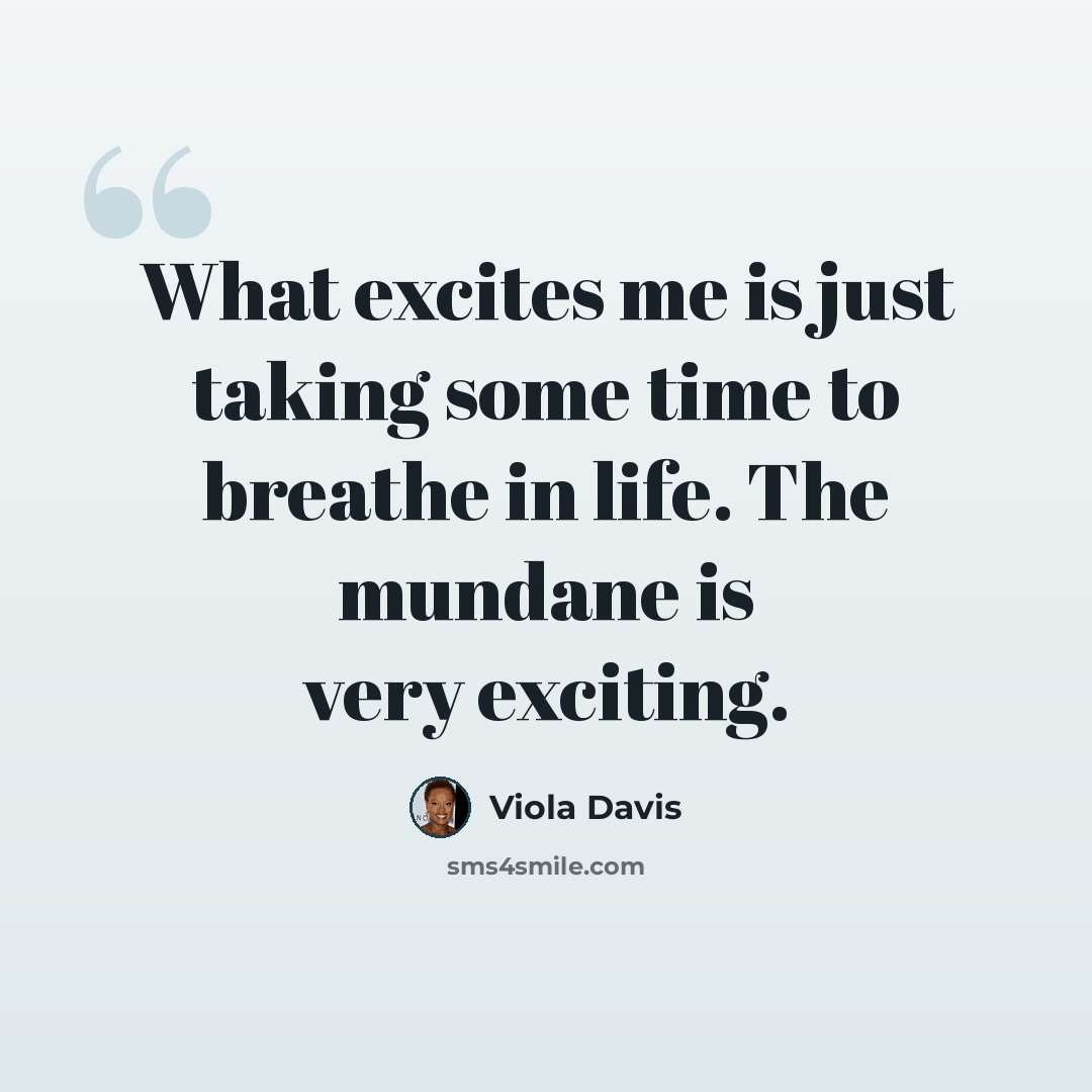 “What excites me is just taking some time to breathe in life. The mundane is very exciting.” quote by Viola Davis