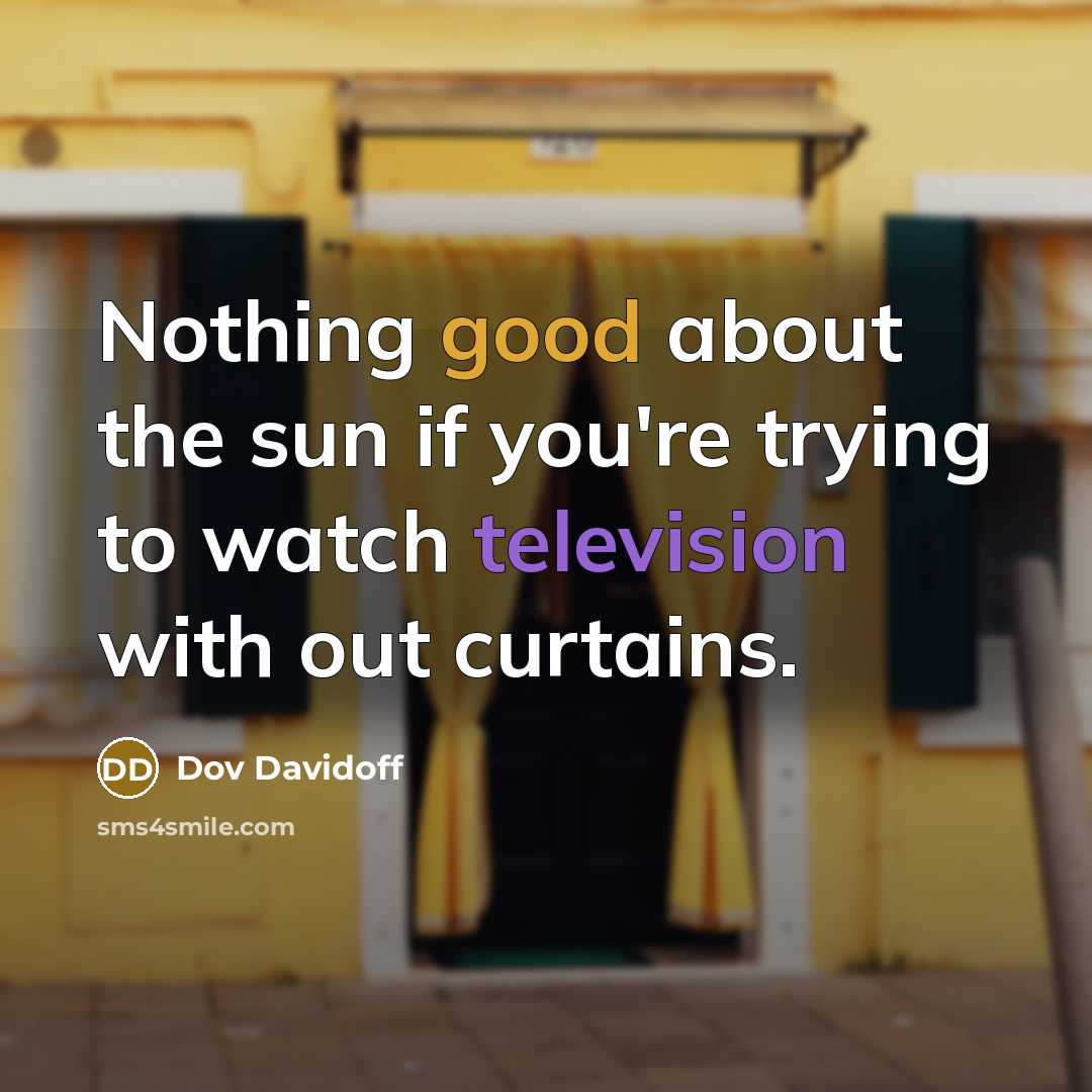 “Nothing good about the sun if you're trying to watch television with out curtains.” quote by Dov Davidoff