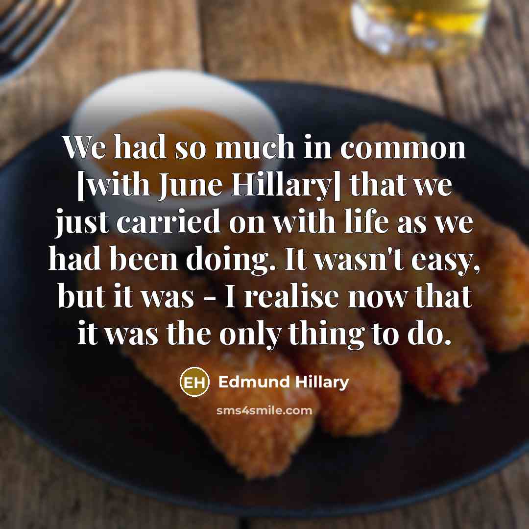 “We had so much in common [with June Hillary] that we just carried on with life as we had been doing. It wasn't easy, but it was - I realise now that it was the only thing to do.” quote by Edmund Hillary